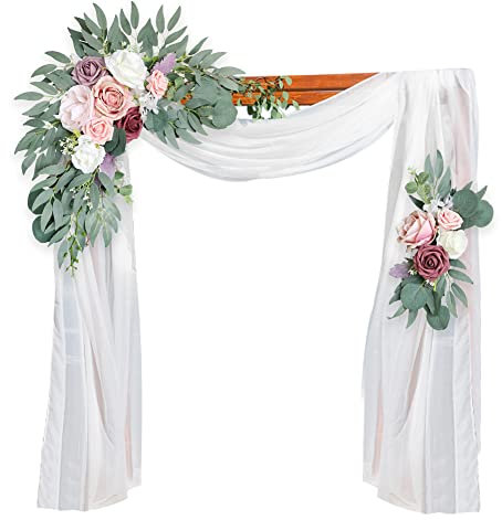 BYNYXI 2 Stück Hochzeitsbogen Blumen Set, Künstliche Rose Pfingstrosen Hochzeitsdeko Blumengirlande Pfingstrosen für Tafelaufsätze Tischläufer Blumenarrangement für Hochzeit Party Zeremonie Empfang