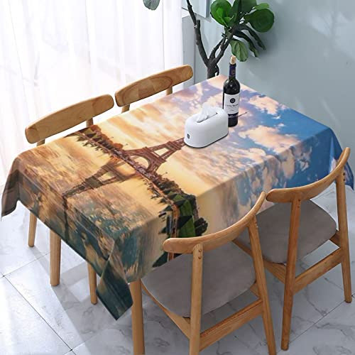 Rechteckige Wachstischdecke Frankreich Paris Eiffelturm Tag Der Liebe Tischtuch Abwaschbar Tischwäsche Wasserdicht Tischdecke Für Outdoor Geburtstag Jubiläum,137X183cm