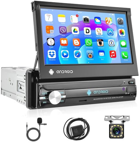 Podofo Android 13 Autoradio 1 Din con Schermo con Navigazione GPS, 7 Pollici Touchscreen Car Stereo con Bluetooth WiFi Navigazione GPS FM RDS Radio Mirror Link USB AUX-IN +Telecamera Posteriore