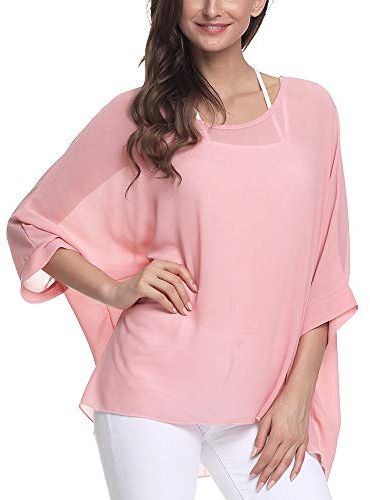 Max Hsuan Women Bohemian Floral Printed Blouse Batwing Sleeve Plus Sheer Chiffon Oversize Loose Top Tunic Tops