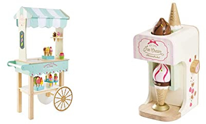 Le Toy Van - Educational Wooden Toy Role Play Ice Cream Trolley | Boys & Girls Pretend Play Toy Food Playset - For Ages 3+ & TV306 Ice Cream Machine