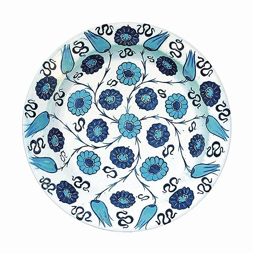Elite Gift Boxes Ashomlean - Tulips & Chrysanthemums Plate Plate Painted Tin Enamel Plate - Picnic or Camping