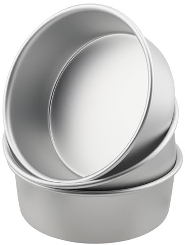 YIXNSW 3 Stück Backform 19 cm Rund Kuchenform Aluminium Geeignet für Geburtstagstorten Hochzeiten Weihnachtskuchen Partys, Leicht zu Reinigen Silber