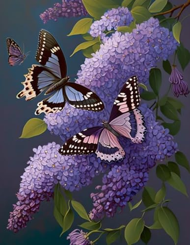 500 Pieces Puzzle for Adult - Lilac and Purple Butterflies Wooden Jigsaw Puzzles Challenging Educational Fun Interactive Toys for Family Creative Gift