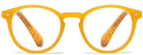 ABETOS Lesebrille Rund Retro Damen Herren Anti Blaulicht Lesehilfe Sehhilfe Federscharnier Mode Komfortable Runde Groß Computer Brille mit Stärke