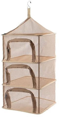 ARKEM Camping Drying Net, Outdoor Folding Drying Net, Multi-Functional Four-Layer Storage Basket, Family Camping Tableware Fruit and Vegetable Drying Rack-Off-White