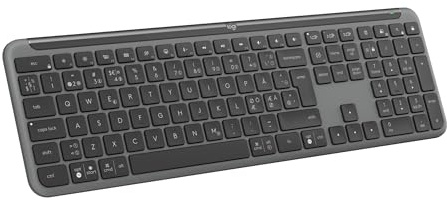 Logitech Signature Slim K950 wireless keyboard, stylish design, switch between different devices as you type, quiet typing experience, Bluetooth, Windows, Mac, Layout PAN QWERTY, Chrome