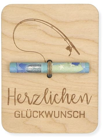 ZUKLA kleine Verpackung für Geldgeschenke 12 x 9 cm - Geschenk für Angler - Geldgeschenk Verpackung Holz - Handmade - Geschenkgutschein