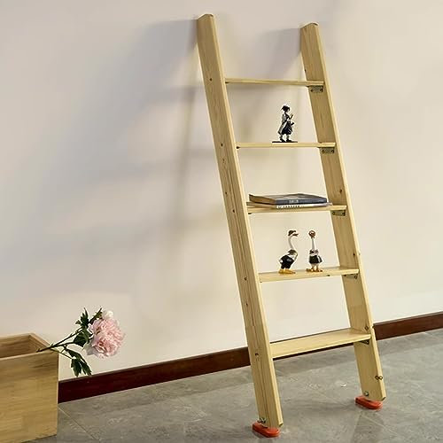 Nur Holzbettleiter für den Innenbereich, Etagenleitern für Wohnmobile, 3/4/5-Stufen-Leiter mit Haken und rutschfesten Polstern, robuste Wohnheimleiter, Regal, Heimdekoration (Größe: 5 Stufen