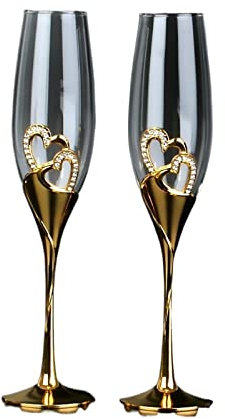 TJLVYCNB Bicchieri da calice Bicchieri da champagne in cristallo, calici da matrimonio, bicchieri da vino rosso, bicchieri da vino dolce frizzante for la casa, bicchieri dorati