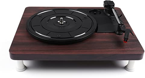 33 45 78 RPM Record Player Antique Gramophone Turntable Disc Vinyl Audio RCA R/L 3.5mm Output Out USB DC 5V Wood Color