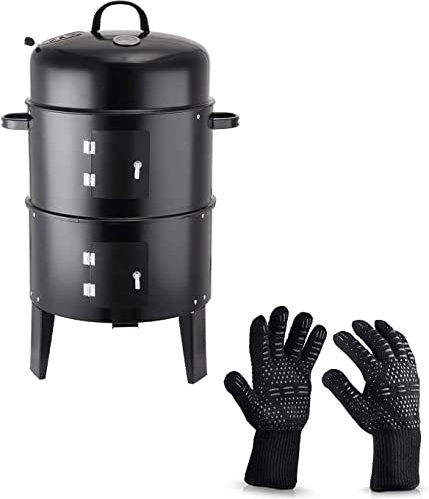 Barbecue Holzkohlegrill Outdoor Indoor Barbecue Holzkohlegrill DIY Smoker BBQ Grill Runder Holzkohleofen Outdoor Speck Tragbarer Grill 40x80cm