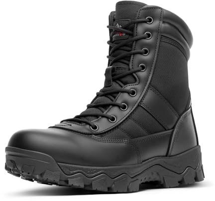 NORTIV 8 Men's Tactical Military Work Boots Side Zipper | Outdoor Motorcycle Combat Boots 8 Inches 2.0 Trooper-pro