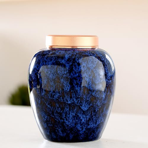 kiss me Storage Jars Coffee Bean Storage Jar Tea Tins Cans Canister Traditional Tea Caddy Sealed Lids Home Kitchen Dining Decoration (Blue)
