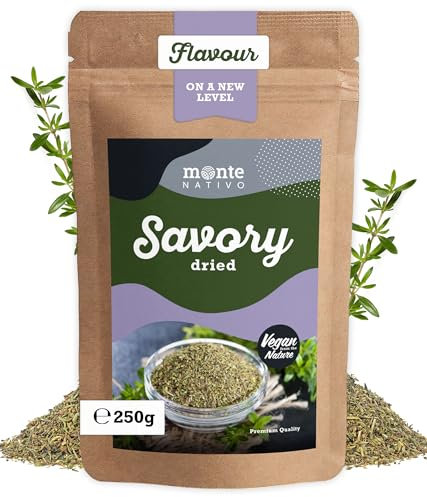 Savory Monte Nativo (250g) - Dried Summer Savory - Satureja Hortensis - Gently dried and aromatic Spices ideal for Cooking and Seasoning