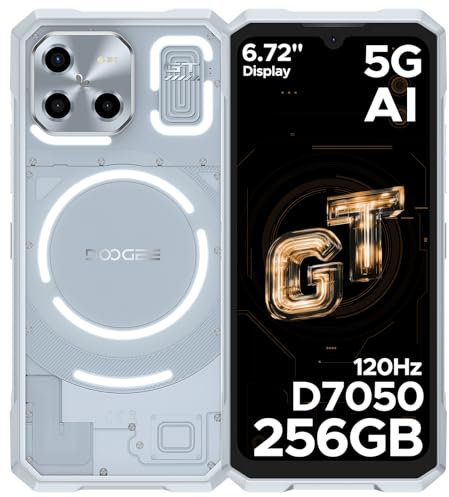 DOOGEE Blade GT Outdoor Handy Ohne Vertrag 5G mit LED Lichteffekt 32GB+256GB, Dimensity 7050, Ultradünnes Outdoor Smartphone 6.72” FHD+ 120Hz, 48MP+20MP AI Kamera Fingerabdruck/Face ID/Dual SIM/NFC