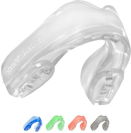 SAFEJAWZ Elements WIND Sport Zahnschutz Doppelschicht Erwachsene und Kinder Sport Mundschutz Für alle Vollkontakt-Sportarten einschließlich Rugby, MMA, Kampfsport, Judo, Hockey & Boxe (Weiß)