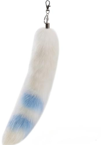 Nocyclonic 40cm Fell Schwanz fox tail Tierschwanz AnhängerKeychain Fuchsschwanz Fake Tail Auto Schlüsselketten Anhänger (A)