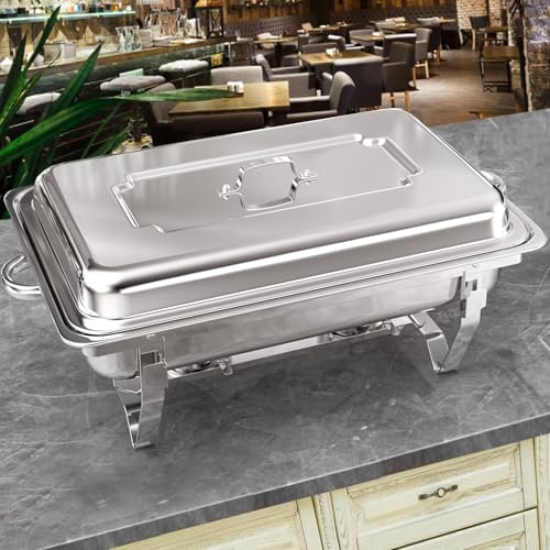 EVGTTI Chafing Dish Buffet Set, 9L, 1 Pack | Stainless Steel, Full Size Food Pan, For Catering Parties Buffets Banquets Dinners