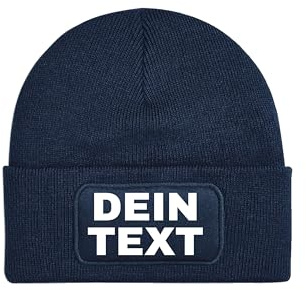 NIMAMA Personalisierte Mütze Beanie Bedrucken Lassen - Strickmütze mit eigenem Text personalisiert - Wintermütze Individuell als Geschenk für Herren & Damen selbst gestalten