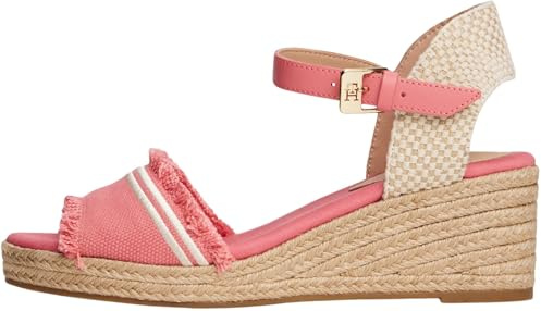 Tommy Hilfiger Dam Frans Canvas Espadrillos med kilklack, Rosa tvättat körsbär, 41 EU
