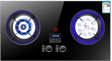 Cuisinière À Gaz 2 Brûleurs, Cuisinière À Gaz En Verre Trempé, Cuisinière Convertible GN/GPL, Utilisation Sur Table/intégrée, Avec Protection Contre L'extinction Et Minuterie Double Face(LPG)