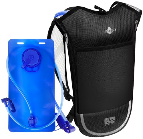 Shayson Sac à Dos d'hydratation avec Poche à Eau de 2 l, léger, Respirant, avec 3 Poches Couches, Bretelles renforcées pour la randonnée, la Course, Le Cyclisme (argenté)