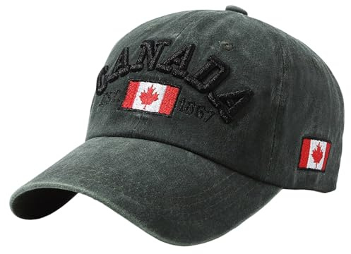 Generisch 2025 - Kanada Baseballkappe, Kanadatag, bestickte Ahornblatt-Flagge, verstellbare Mütze Tigers Cap S (Army Green, One Size)