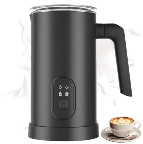 Espumador de Leche eléctrico 4 en 1, 350 ml, automático, vaporizador y batidor, Temperatura Constante, máquina para Hacer Espuma fría para Capuchino, café con Leche y Chocolate Caliente.