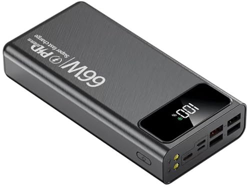 Power Bank 66W Quick Charge Portable Charger, 5 Output & 3 Input 50000Mah PD 20W Fast Charging, LED Display Battery Pack Tablet,Black