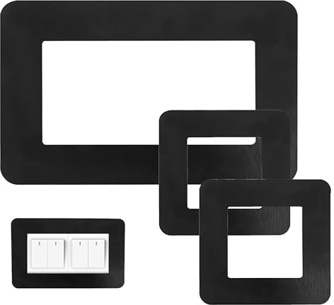 SANTUO 3 Pack Light Switch Surround Black for Double Single Switches, Acrylic Finger Plate Square Decorative Frame Cover for Home and Office Wall Decoration
