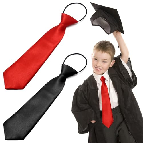 TRKETK 2 Pezzi Cravatte Pre-Annodate per Bambini da 28 cm, Cravatta in Tinta Unita Cravatte Elastiche per Ragazzi in Raso di Qualità Cravattes in Raso per Ragazze Ragazzi per Uniforme Nozze F