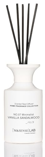M&SENSE 300ml Raumduft Vanille-Sandelholz Duft|Raumerfrischer mit 8 Duftstäbchen|Langanhaltend Lufterfrischer für Badezimmer,Wohnung,Heimdekoration|Diffuser mit Stäbchen