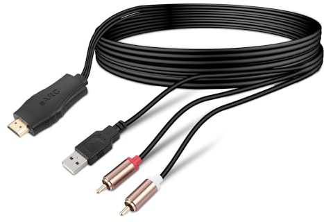 192KHz HDMI eARC/ARC to RCA Audio Converter for TV to Soundbar, Plug & Play 3.4ft/1.05m eARC to RCA L/R Stereo Cable Audio Extractor Adapter Splitter for Sound System Home Theater [PCM Only]