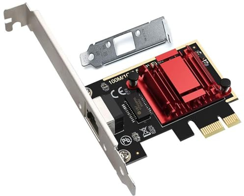 HUANGING Carte réseau PCIE 2,5 Gbps RTL8125B Chip Gigabit Ethernet PCIE Carte réseau 10/100/2500 Mbps 2,5 Gbps RJ45 PC Ethernet Carte