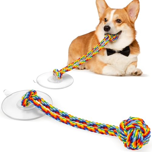 Duocharm Interactive Suction Cup Tug Dog Toy for Small Dogs,Cotton Tug Rope,Puppy Teething Toy,Indestructible Chew Toy for Aggressive Chewers,Puzzle Enrichment Toy to Keep Dogs Busy