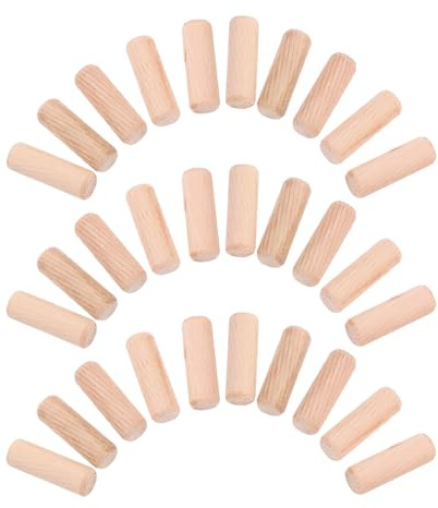 MAGICLULU 100 Stück Holzdübel 10x30mm Holzstifte mit Nut Möbel Dübel aus Robustem Holz Bastelhölzer für Möbelverbindung und Heimwerkerbedarf
