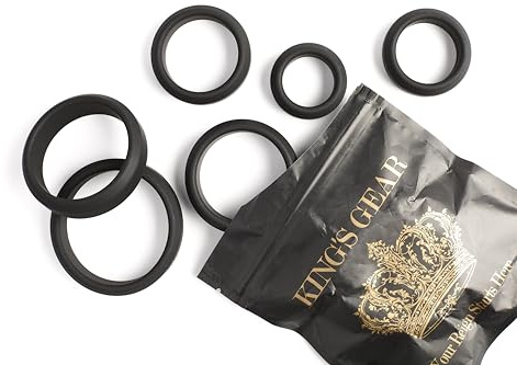 Kings Gear Premium Thick-Walled Silicone Cock Ring Set – Ultra-Durable Multi-Size Penile & Testicle Support Bands for Longer Lasting Erection & Enhanced Performance