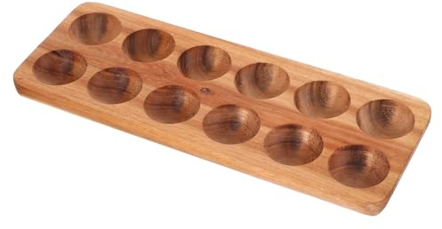 Kichvoe Vassoio Portauova in Legno di Acacia per 12 Uova, Portauova da Frigorifero Resistente Agli Urti, Organizer Cucina e Sala da Pranzo Multifunzione