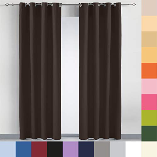 B BARCELOHOGAR Barceló Hogar - Cortina Loneta Basic, 1 Unidad, Confeccionada 8 Ollaos de 40 mm, Medida 1,40x2,60 MT, Cortina Opaca Color Choco para Habitación, Salón o Dormitorio de Fácil Colocación.