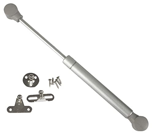 Amig - Compás de Gas para Elevación de Puertas Abatibles de Muebles - Mod.95-247 x 15 mm - Resistencia de carga: 12 kg - Amortiguador para Apertura Ascendente sin Impacto - Plateado