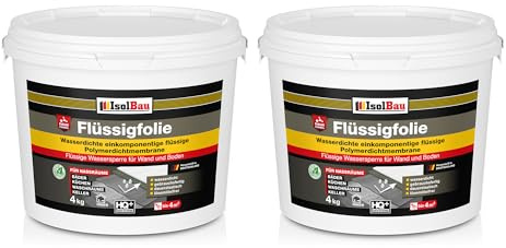 Isolbau Flüssigfolie 8 kg - Abdichtung für Dusche, Bad, Küche - MPA-Zertifikat Duschabdichtung für Wand und Boden - Abdichtungsmasse Wasserdicht und Lösemittelfrei