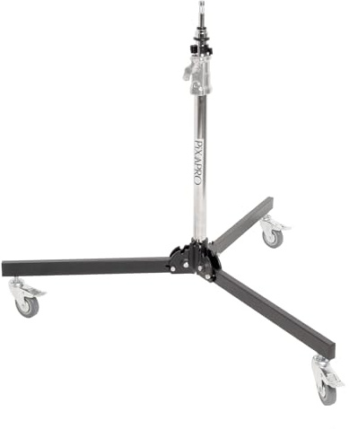Pixapro 83-125cm Wheeled Folded Tube Stand Photography Lighting Video Studio Camera Light Photoshoot Lighting Portable Filming Lights Professional Accessories Low Boy Roller
