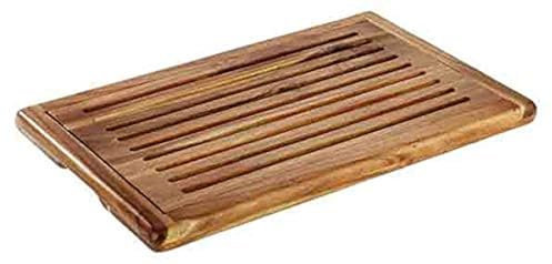 APS 883 - Tagliere per pane, 47,5 x 32 cm, altezza 2 cm, in legno di acacia, scomparto rimovibile per briciole