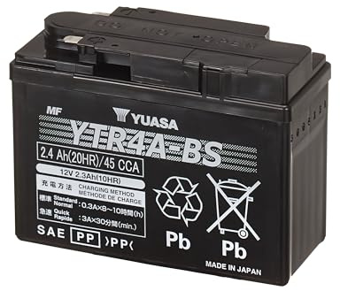 Yuasa YTR4A-BS 12V 45 CCA vorgefüllt & einbaufertig wartungsfreie Motorrad AGM Batterie