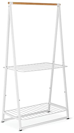 Brabantia - Kleiderständer Linn - Zwei höhenverstellbaren Regalen - Wäscheständer - Kleiderstange - Aufhängen, Lüften oder Trocknen von Kleidung - Platzsparend - Stabil und standfest - Weiss - Groß
