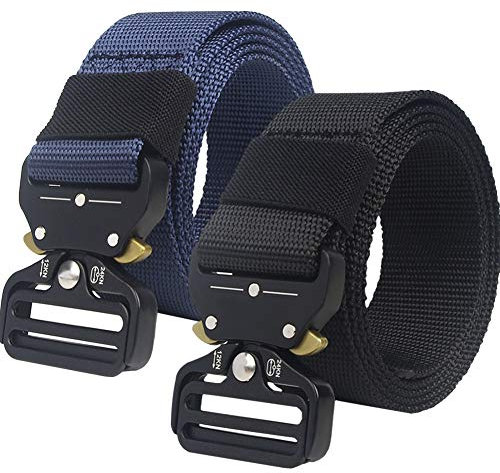 Modrad 2er Gürtel Herren Nylon Canvas Belt Stoffgürtel Elastisch Casual Gürtel Outdoor Schmal Automatischer Herrengürtel Stufenlos Verstellbarer Gürtel