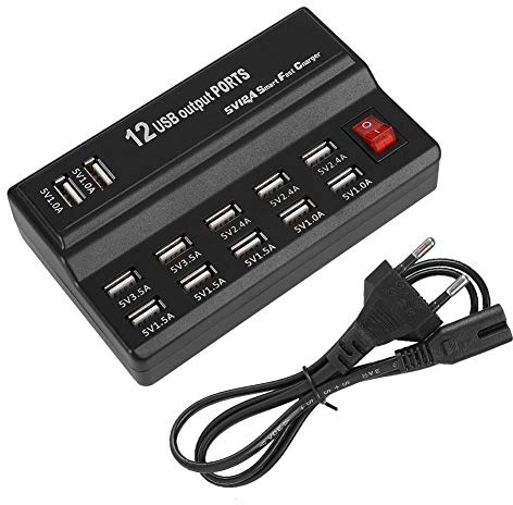USB Hub, 12 Anschlüsse USB-Ladestation, Schnelles Und Sicheres Laden, 5v 10a USB Steckerleiste (220v-Eu) | Ladestation, Schnellladen, ABS-Gehäuse, für PC und Laptop, EU-Steckertyp