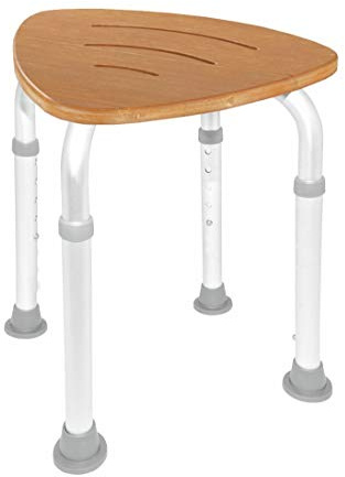 Pflegehome24® Duschhocker Holzoptik 5 - fach höhenverstellbar - Badehocker, Hocker, Duschstuhl, Duschsitz, Duschschemel