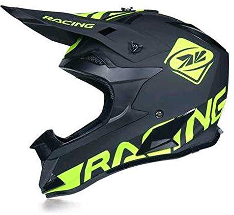 Motocross Helm Matt Schwarz, Motorrad Crosshelm mit Großer Visieröffnung, Enduro MTB Helm Fullface Fahrrad Helm Cross Helm Motorradhelm für Downhill Bike BMX Off Road ATV,Gelb,S